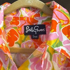 Lesley Evers Floral Blouse - Pink, Orange, Green